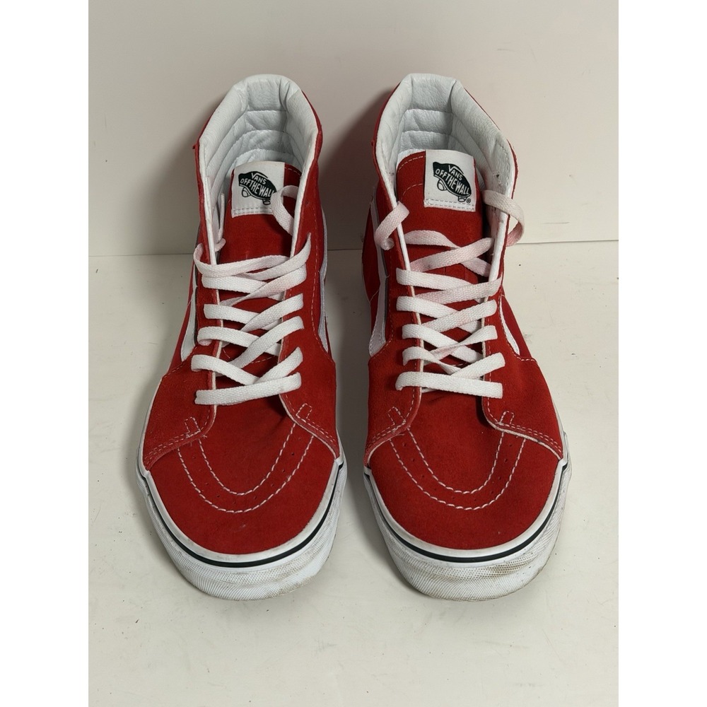 Vans Sk8-Hi shoes in a vibrant racing red colorway, US Men's 10 - Picture 2 of 4